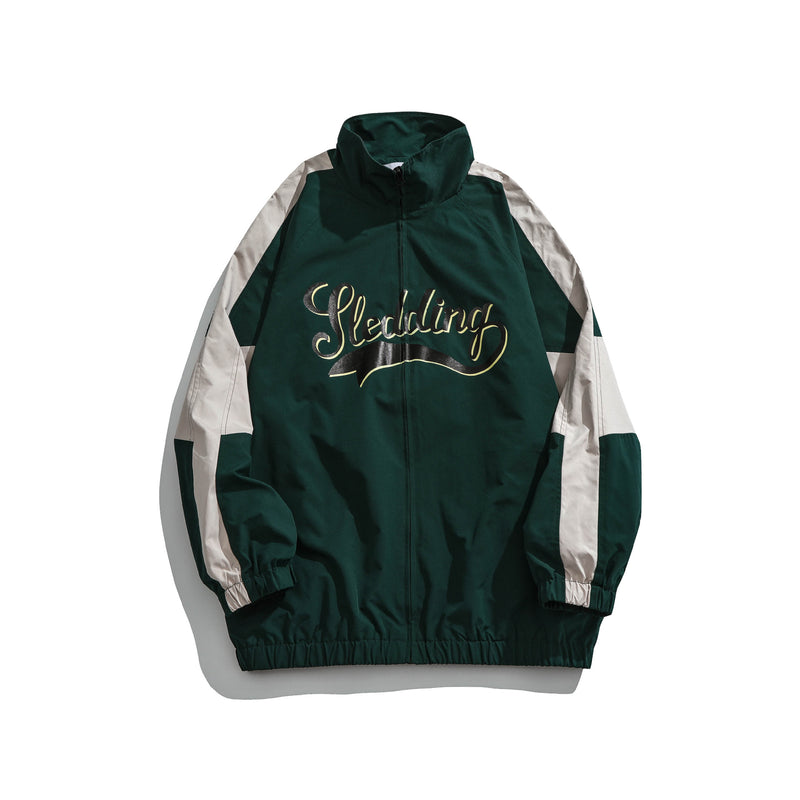 Vintage Letterman Jacket Autumn Color Matching Printed Jacket