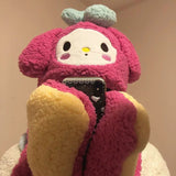 My Melody Hat Cartoon Pink Bear Melody Scarf Integrated Hat Gloves Cute Girl Heart Student Winter Warm Kulomi