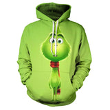 Grinch Hoodie Green Fur Monster 3D Digital Printing Men's Clothing Loose Sweater