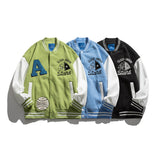 Blue Varsity Jacket Autumn Color Matching Printed Jacket