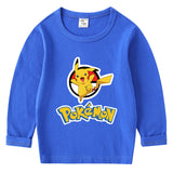 Children Pokemon Pikachu Hoodie Cotton T-shirt Crew Neck