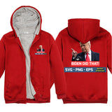 Let's Go Brandon Hoodie Pattern Unisex Thickened Hooded Zipper Sweatshirt