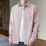 White Work Shirts Fall Men's Shirts Solid Color Loose Japanese Style Hong Kong Style Blouse Coat