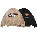 Black Varsity Jacket Student Long Sleeve Baggy Coat Men's and Women's Autumn Baseball Uniform Jacket Loose