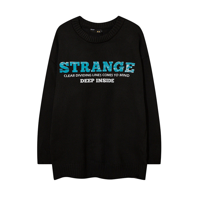 Mens Fall Outfits Hiphop Sweater Men's and Women's round Neck Oversize Sweater Vintage Bottoming Shirt