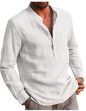 Sweat Wicking Shirt Men's Long Sleeve V-neck Casual Beach Linen Shirt Men's Clothing