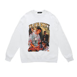 Mens Fall Outfits Vintage Floral Print Long Sleeves T-shirt Men's Loose High Street Hiphop Top
