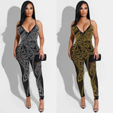 Party Pants Suits Summer Sexy Nightclub Mesh See-through Suspender Trousers Jumpsuit