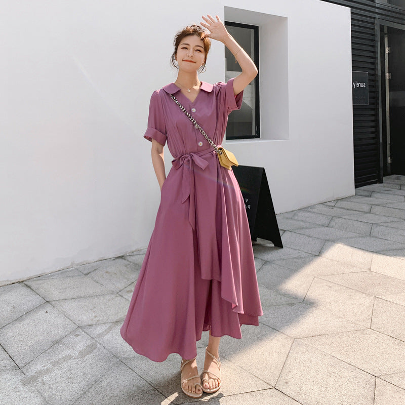 Mauve Dress High Waist Slimming Dress Summer Corset Long Skirt
