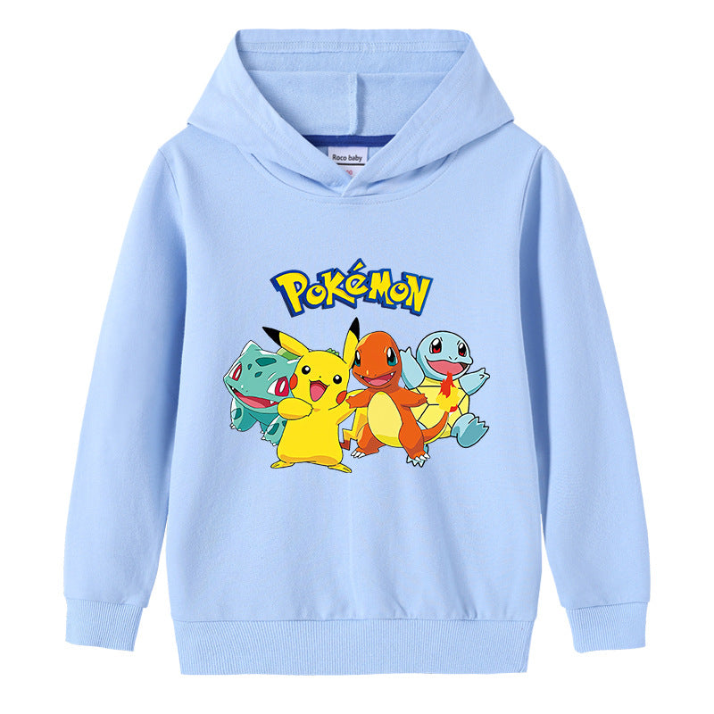 Children Pokemon Pikachu Hoodie Cotton Hooded Sweater Neutral Spring and Autumn
