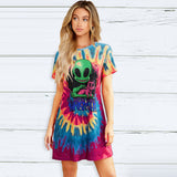 Skull Dress Crew Neck Casual T-shirt Summer Printing Short-Sleeve Coat for Women