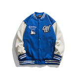Baby Blue Varsity Jacket Spring Letters Towel Embroidery Baseball Uniform Jacket