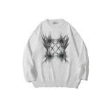 Mens Fall Outfits Retro Alphabet round Neck Knitted Jacket Oversize Pullover Sweater for Men and Women