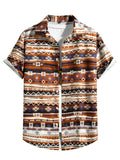 Men Hawaii Shirts Men's Shirt Brown Short Sleeve Casual