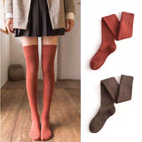 Winter Thick Knit Thigh High Socks Long Stockings Boot Autumn and Winter Fleece-Lined Thickened JK High-Top Hold-Ups