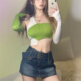 Maddy Euphoria Outfits Women's Spring Knitted Slim-Fit Tank Top T-shirt