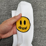 Drew House Smiley Face Printed Stockings Fashion Brand Leisure Cotton Mid-Calf Length Socks