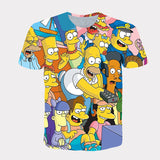 Homer Simpson Shirt Summer T-shirt Cartoon Printed round Neck Short Sleeve