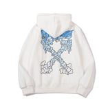Loose Fleece-Lined  Blue Hedging Sweater hoodie