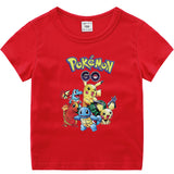 Children Pokemon Pikachu T Shirt Summer Short Sleeve Cotton Leisure Sports
