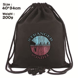 Stranger Things Hellfire Club Handbag Travel Backpack Outdoor Large Capacity Portable Drawstring Backpack Drawstring Bag