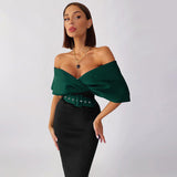 Winter Formal Dresses Spring/Summer V-neck Off-Shoulder Show Waist with Belt Contrast Color Ol Dress