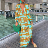 Nina Parker Graffiti Dress Long Sleeve Skirt Button Loose Dress