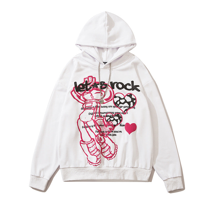 Mens Fall Outfits Cartoon Necklace Sweater Men and Women Dark High Street Loose Couple's Tops