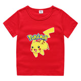 Children Pokemon Pikachu T Shirt Cotton Short Sleeve round Neck T-shirt Casual Sports