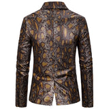 Bohemian Chic Wedding Guest Men Attire One-Button Suit Bronzing Python Print Suit Dress Costume