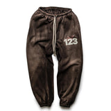 Rrr123 Hoodie Distressed Loose Sweatpants Drawstring Trousers for Men