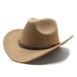 Cowboy Hats Woolen Hat Men's Western Cowboy Hat Equestrian Hat Curved Brim Felt Cap