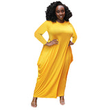 Nina Parker plus Size Dresses round Neck Long Sleeve Hem plus Size Dress
