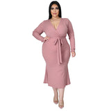 Nina Parker plus Size Dresses Dress Sexy V-neck Long Sleeve Narrow
