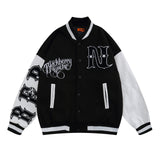 Blue Varsity Jacket Letter Badge Color Matching Color Contrast Personal Leisure Baseball Uniform Youth Handsome Leather Jacket Jacket