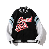 Mens Fall Fall/Winter Male Letter Embroidered PU Leather Sleeve Color Matching Baseball Jacket Sports Jacket