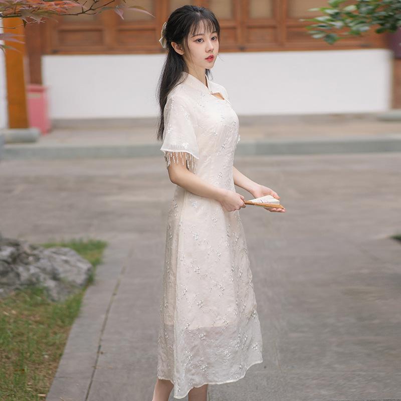 Women'S Cottagecore Dress Girl'S Retro Cheongsam Dress Elegant Dress