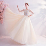 Women'S Evening Dress Ball Gown Princess Quinceanera Wedding Dresses Photography Champagne Banquet Bridal Wedding Dress Women