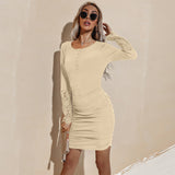 Women's Fall Outfits Autumn and Winter round Neck Slimming Long Sleeves Dress
