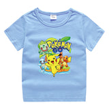 Children Pokemon Pikachu T Shirt Cotton Short Sleeve round Neck T-shirt Sports Casual Cute