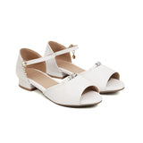 Flat Dress Sandals Summer Low Heel Peep Toe Buckle Sandals