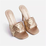 Finn Chain Pointed Toe Mule Women High Heel Sandals Summer Shoes plus Size Slippers