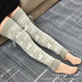 Winter Thick Knit Thigh High Socks Long Stockings Boot Wool Stockings Knitted over the Knee Bunching Socks