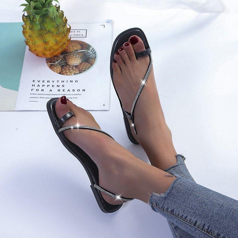 Women Open Toe Sandals Flats Summer Plus Size Slippers Beach Shoes Women