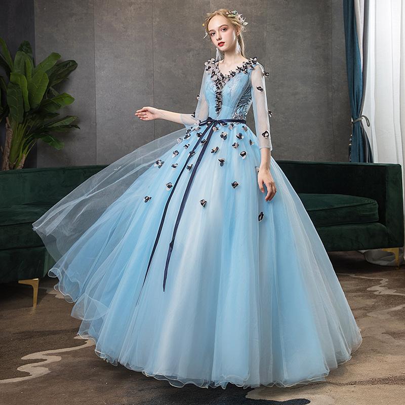 Women'S Evening Dress Ball Gown Princess Quinceanera Wedding Dresses Solo Performance Costume Vocal Music Art Test Long Puffy Evening Dress