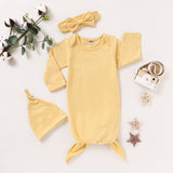 Knotted Baby God-Long Sleeve Pullover Thickened Cute Yellow Jumpsuit