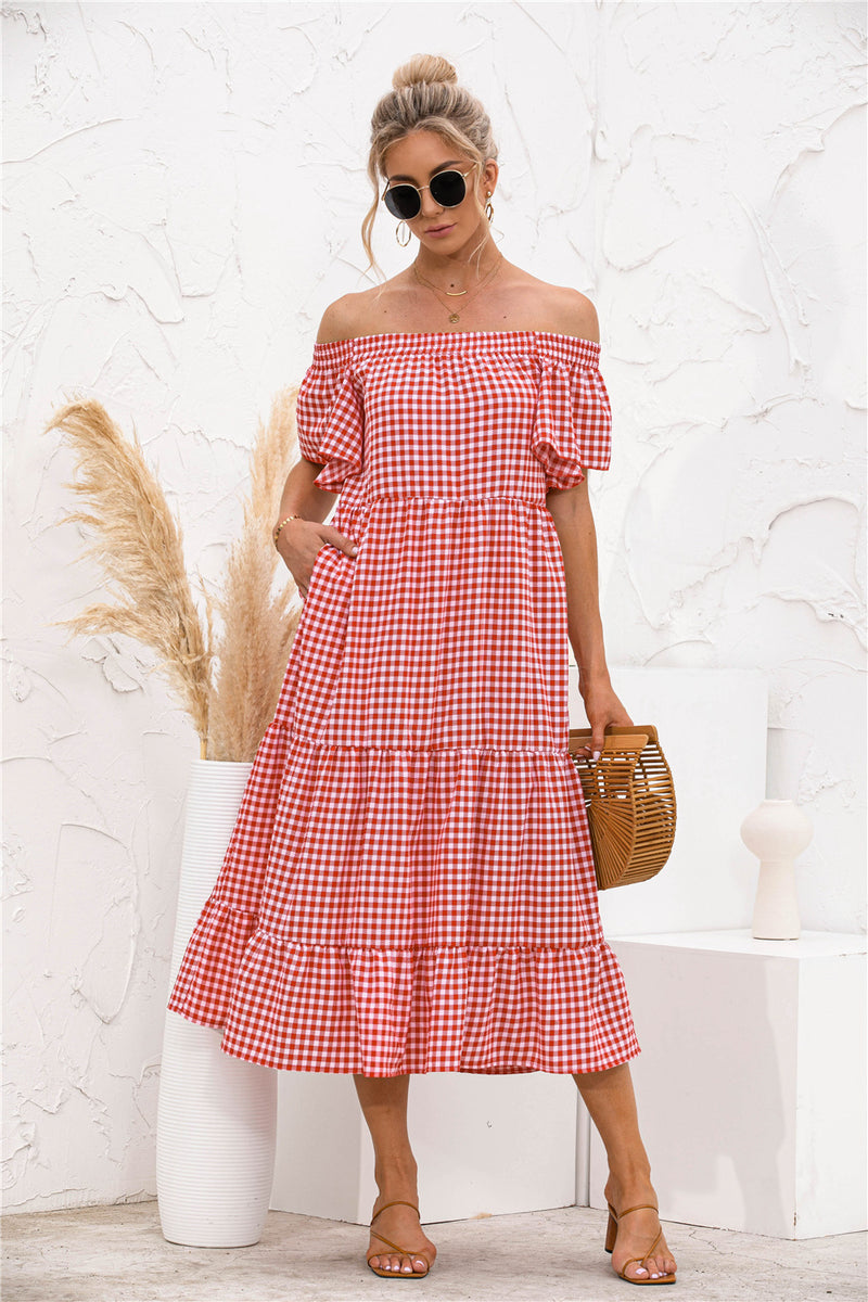 Gingham Dress Spring/Summer Sexy Plaid Four-Color Dress