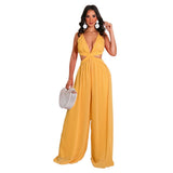 Burnt Orange Dress Solid Color Casual Loose Chiffon Women's Jumpsuit