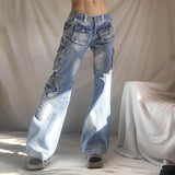 Julia Fox Low Rise Trousers Casual Style Pocket Denim Pants Fashion Straight