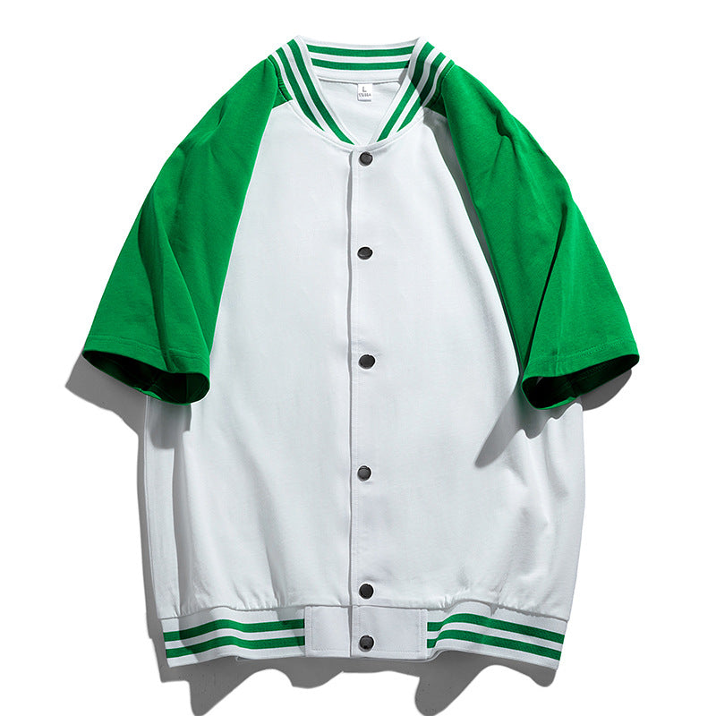 Baggy Baseball Jersey Men's Summer Cardigan Short-Sleeved Baseball Uniform T-shirt Loose